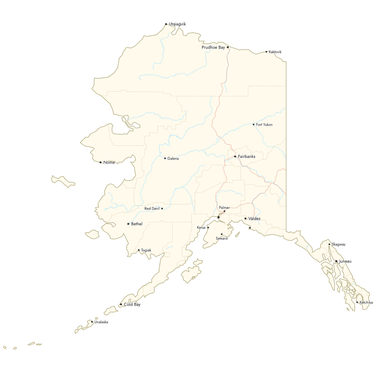 Custom Map of Alaska with Cities