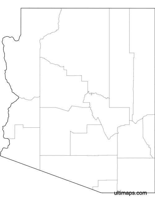 Preview of Blank Map of Arizona Counties (A4)