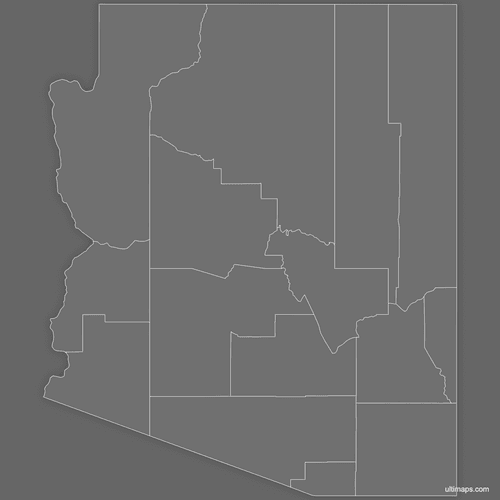 Preview of Blank Map of Arizona Counties (Dark)