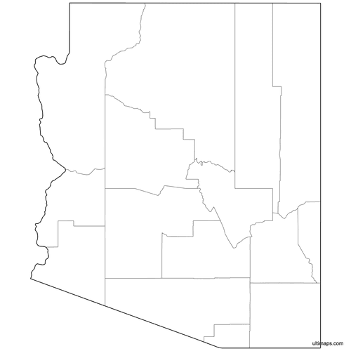 Preview of Outlined Map of Arizona Counties