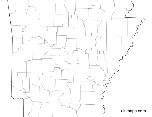 Preview of Blank Map of Arkansas Counties (A4)