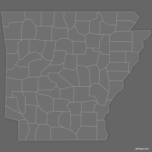 Preview of Blank Map of Arkansas Counties (Dark)