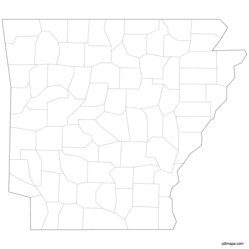 Preview of Outlined Map of Arkansas Counties