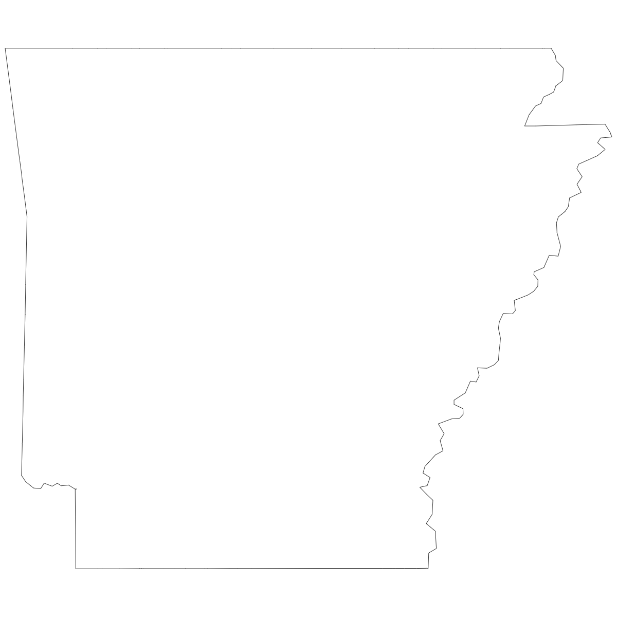 Outline Map of Arkansas Counties