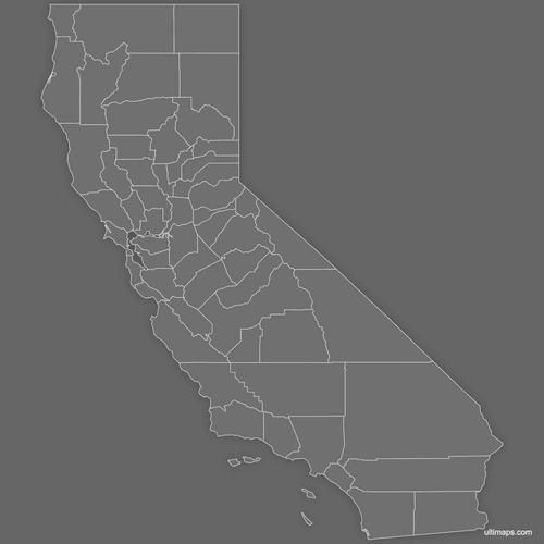 Preview of Blank Map of California Counties (Dark)