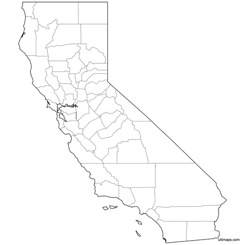 Preview of Outlined Map of California Counties