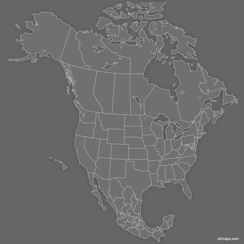 Preview of Blank Map of Canada, USA and Mexico (Dark)