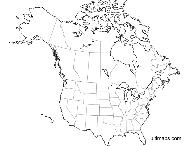 Preview of Blank United States and Canada Map (Letter)