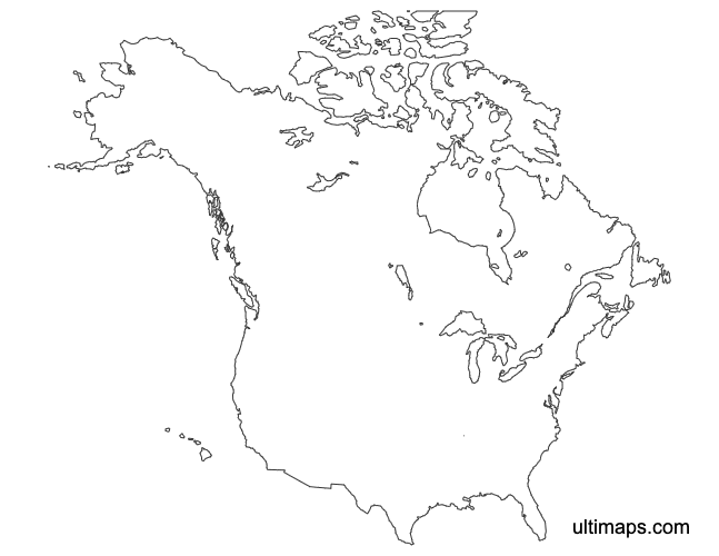 Preview of Outline United States and Canada Map (Letter)