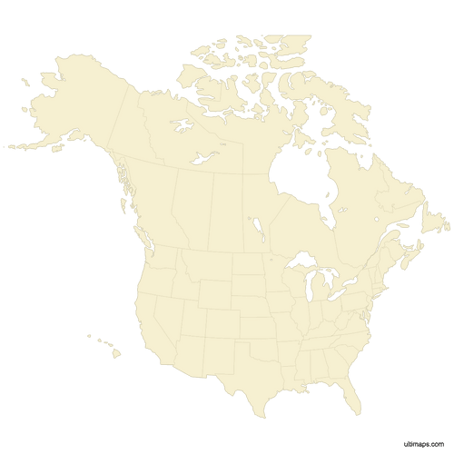 Preview of Vector United States and Canada Map