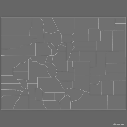 Preview of Blank Map of Colorado Counties (Dark)