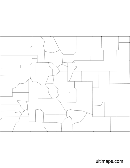 Preview of Outlined Map of Colorado Counties (Letter)