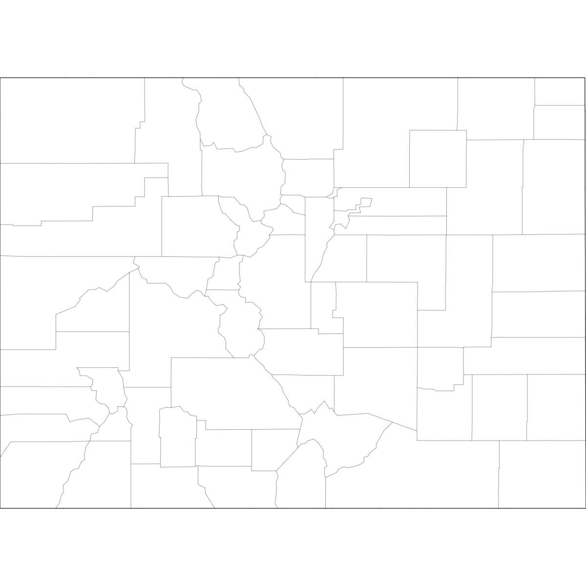 Wireframe Map of Colorado Counties