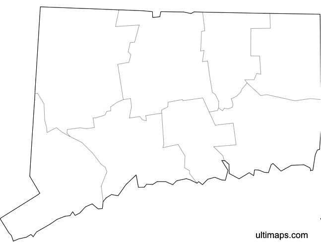 Preview of Blank Map of Connecticut Counties (A4)
