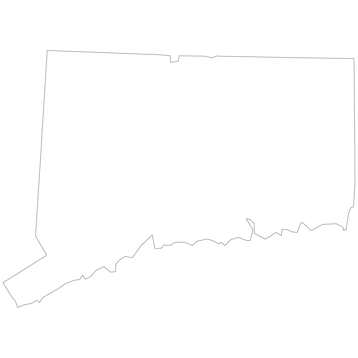 Outline Map of Connecticut Counties
