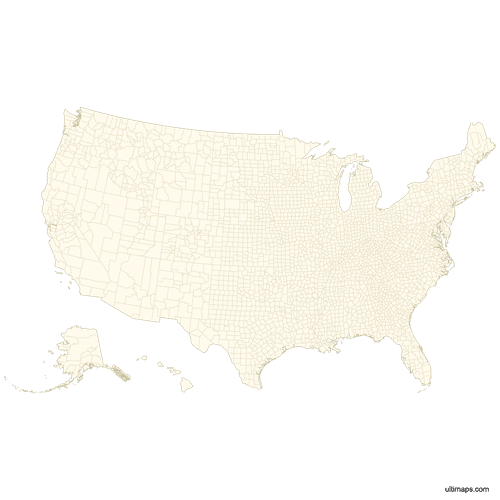 Preview of Labeled Map of the United States Counties