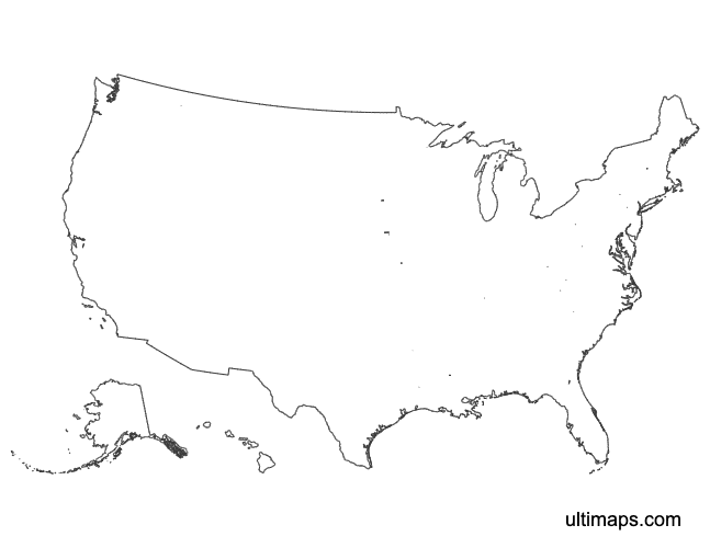 Preview of Outline Map of the United States Counties (A4)