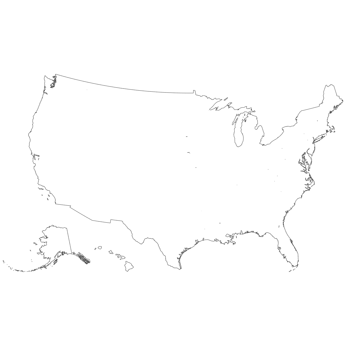 Outline Map of the United States Counties