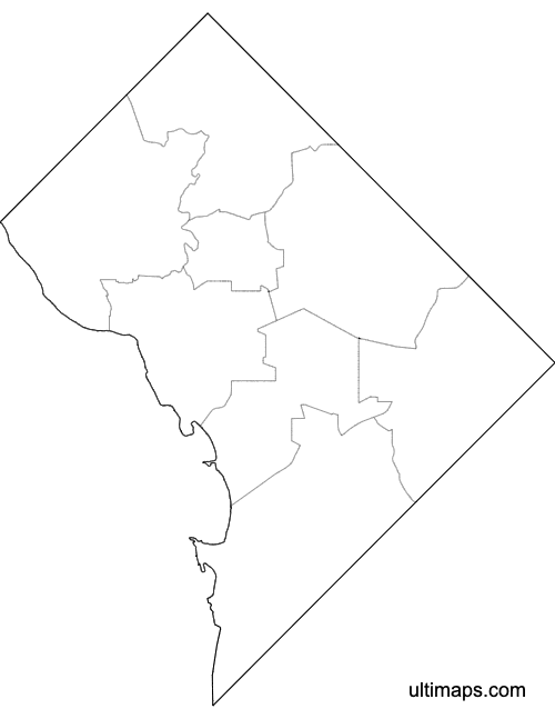 Preview of Blank Map of DC Wards (Letter)