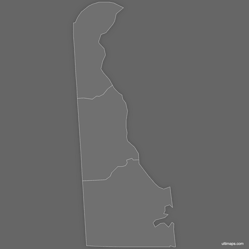 Preview of Blank Map of Delaware Counties (Dark)