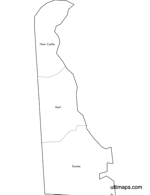 Preview of Labeled Map of Delaware Counties (Letter)