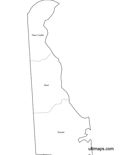 Preview of Labeled Map of Delaware Counties (Letter)