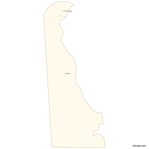 Preview of Map of Delaware Counties with Cities