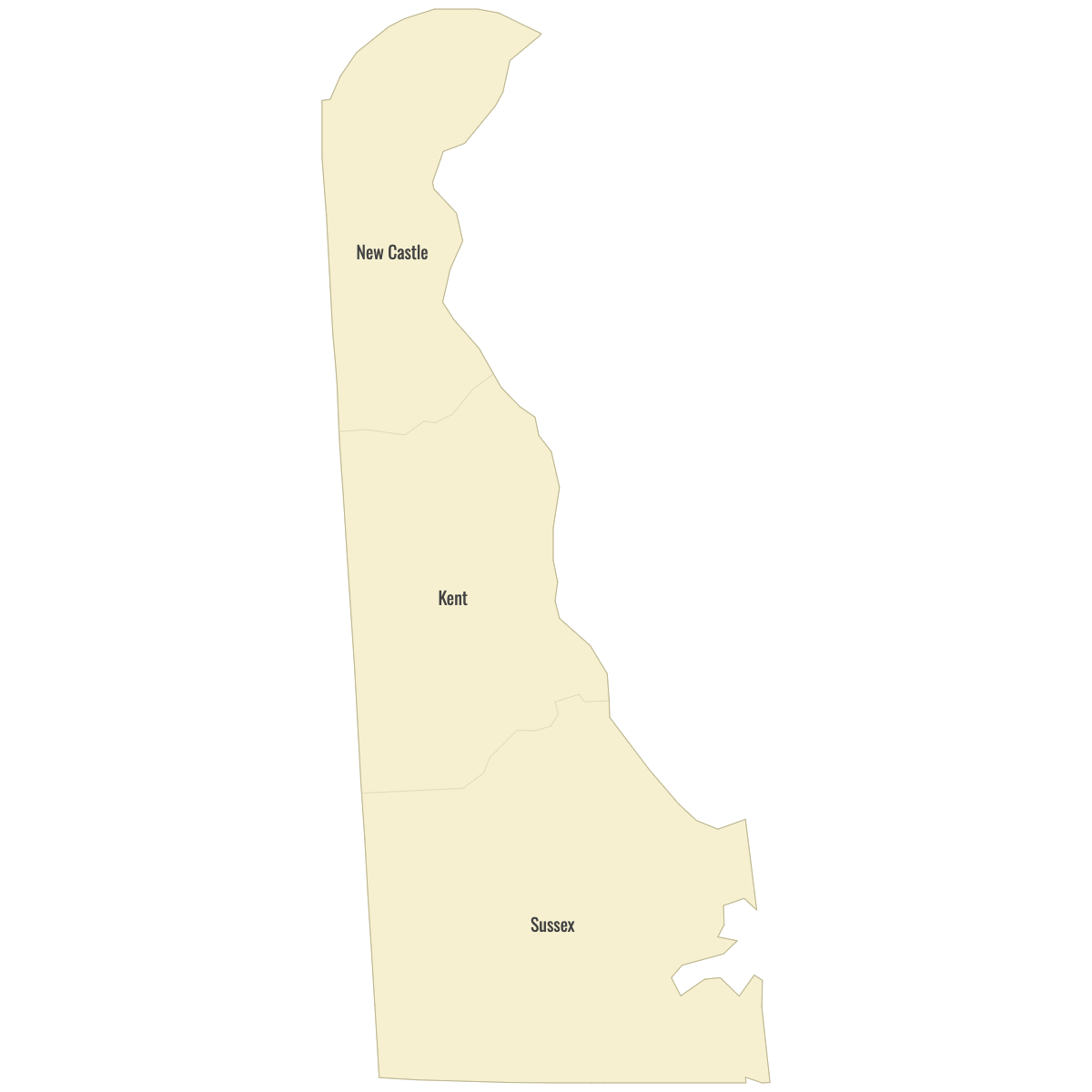Blank Map of Delaware Counties With Labels