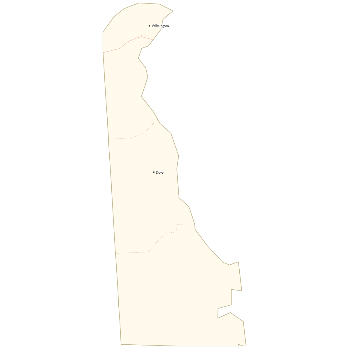 Custom Map of Delaware Counties with Cities