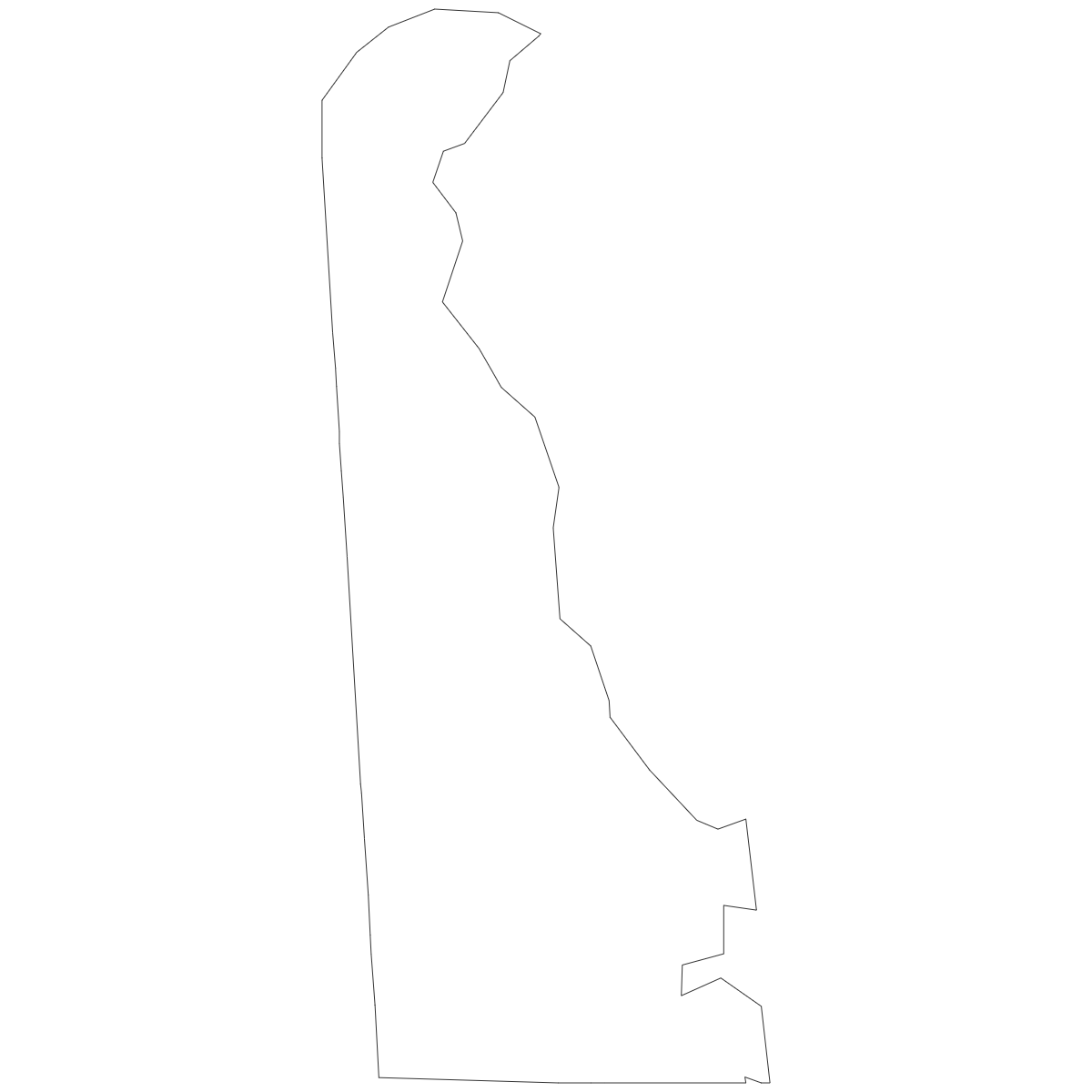 Outline Map of Delaware Counties