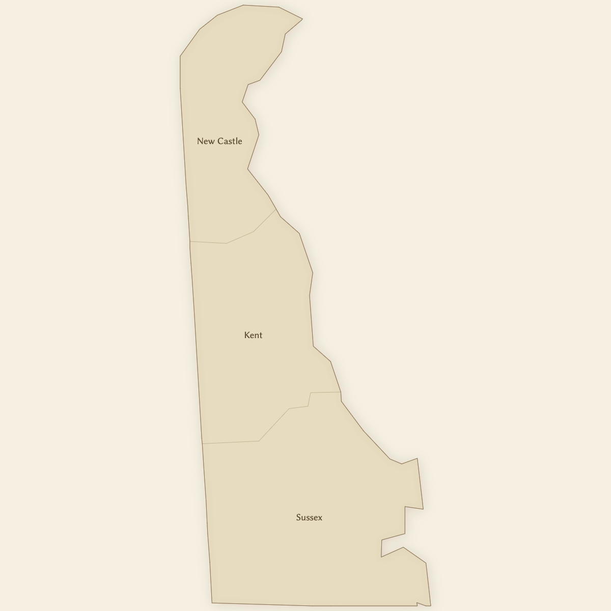 Styled Map of Delaware Counties (Vintage Theme)
