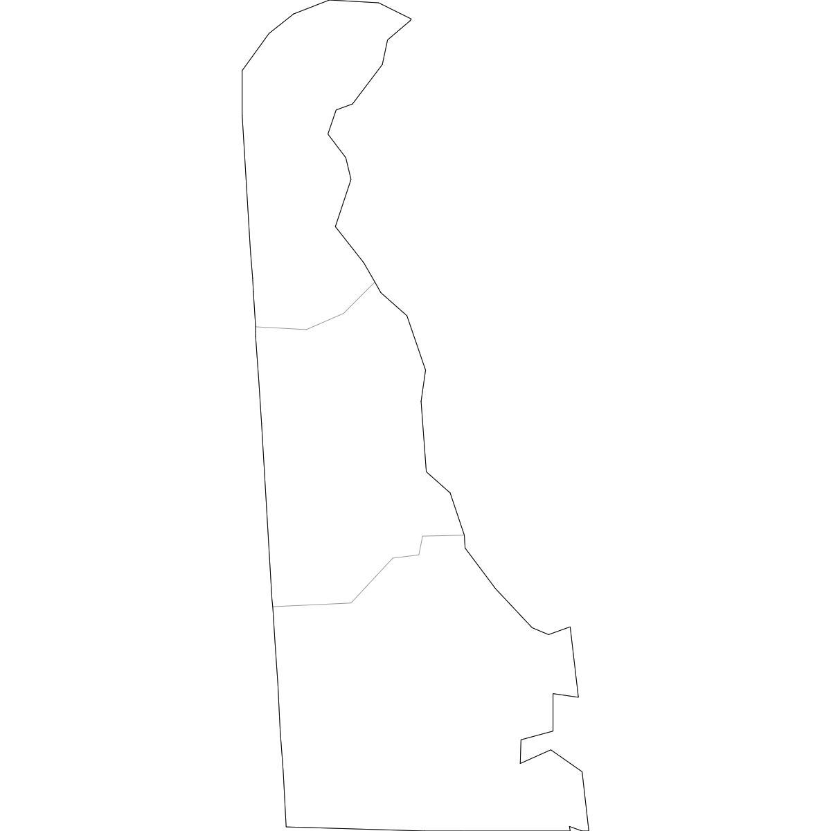 Wireframe Map of Delaware Counties