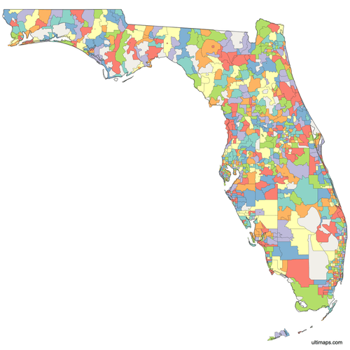 Preview of Colored Florida ZIP Code Map