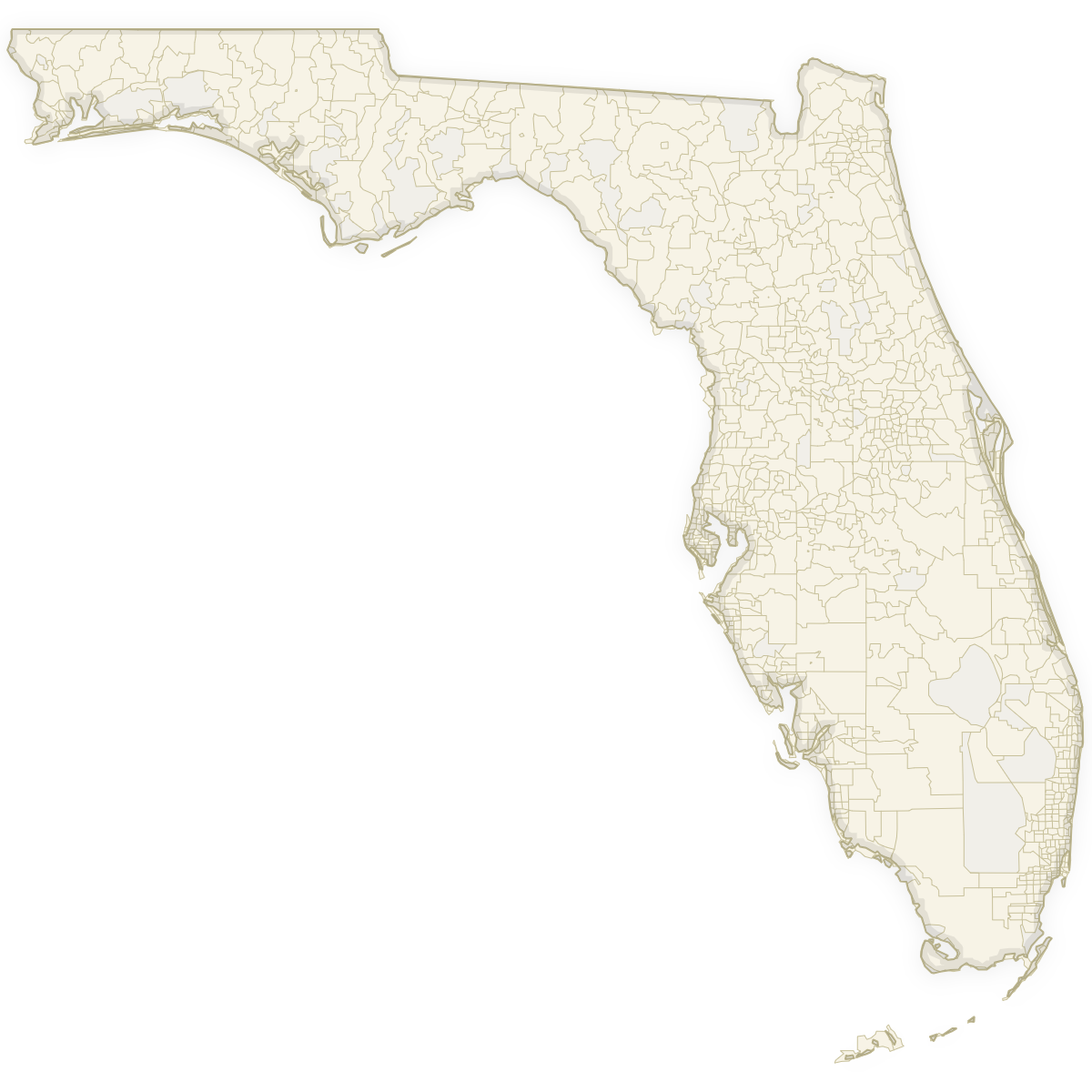 Blank map of Florida with ZIP Codes