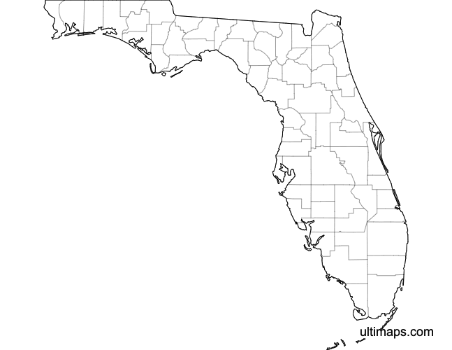 Preview of Blank Map of Florida Counties (A4)