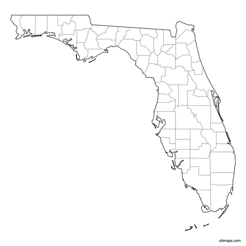 Preview of Outlined Map of Florida Counties