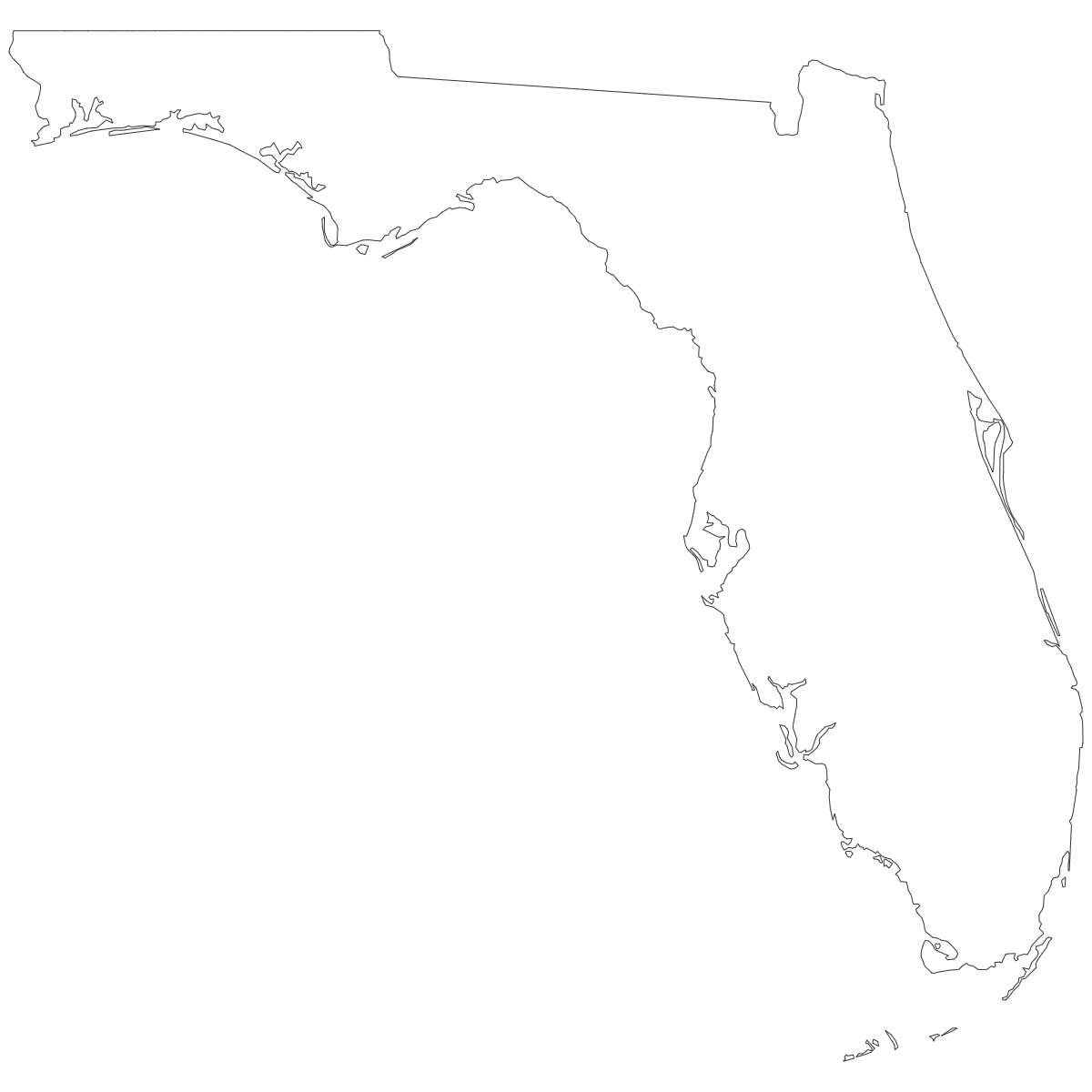 Outline Map of Florida Counties