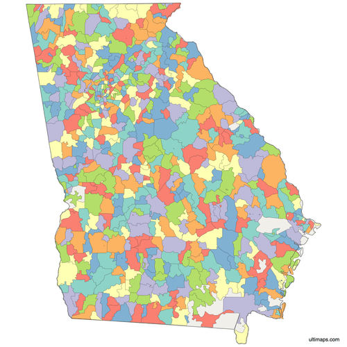 Preview of Colored Georgia ZIP Code Map