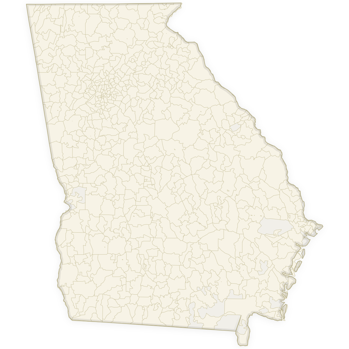 Blank map of Georgia with ZIP Codes