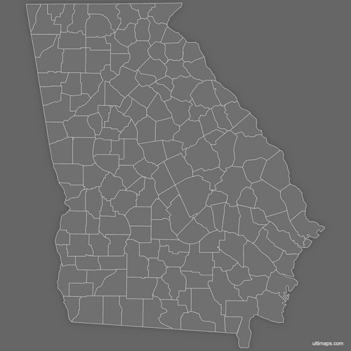 Preview of Blank Map of Georgia Counties (Dark)