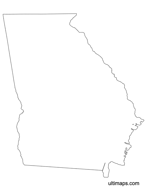 Preview of Outline Map of Georgia Counties (Letter)