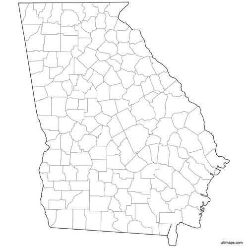 Preview of Outlined Map of Georgia Counties