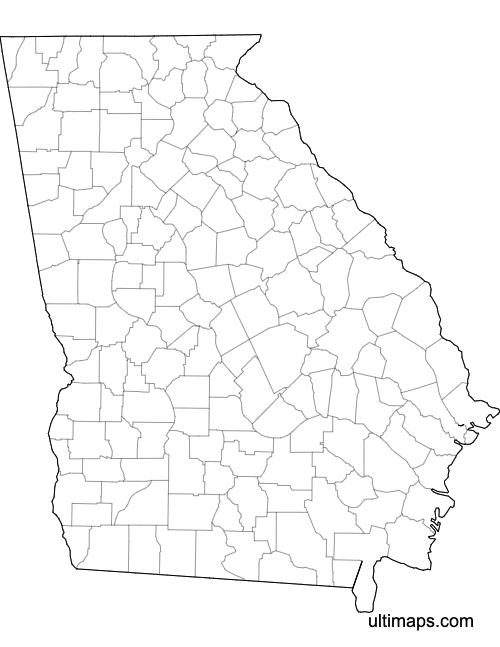 Preview of Outlined Map of Georgia Counties (Letter)