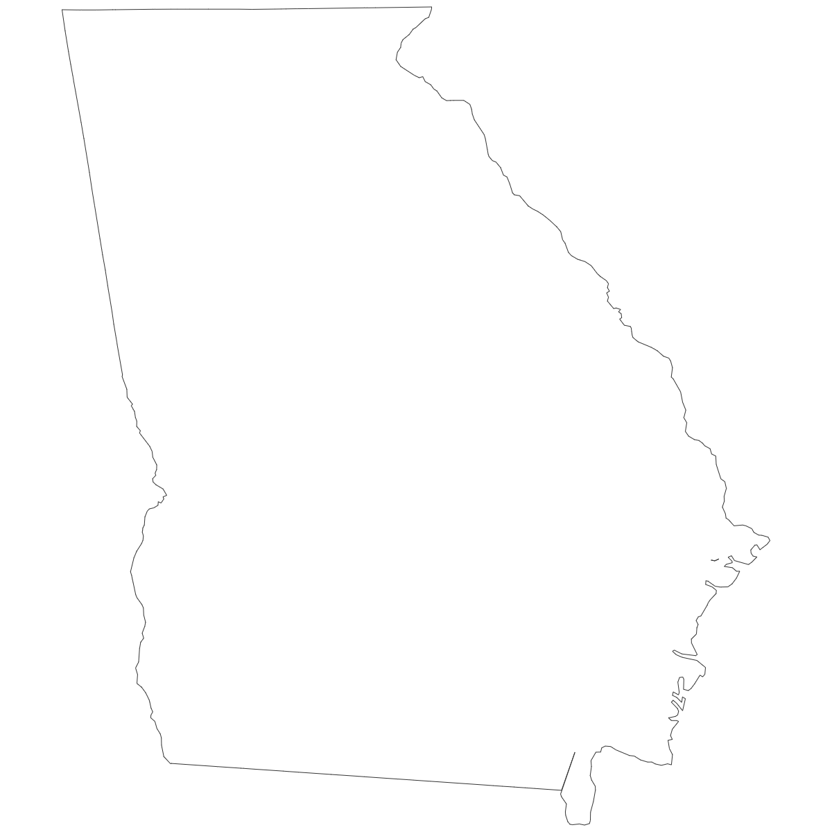 Outline Map of Georgia Counties