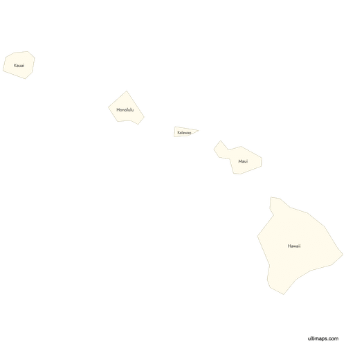 Preview of Labeled Map of Hawaii Counties