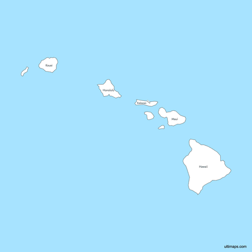 Preview of Labeled Map of Hawaii Counties with Surrounding Areas