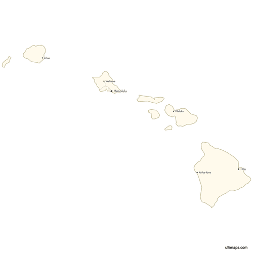 Preview of Map of Hawaii Counties with Cities