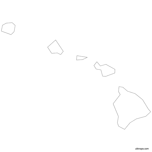 Preview of Outlined Map of Hawaii Counties