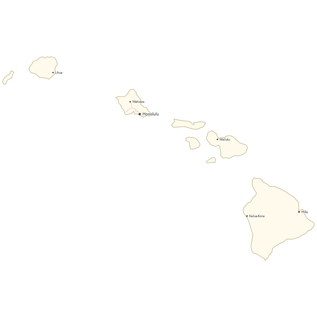 Custom Map of Hawaii Counties with Cities