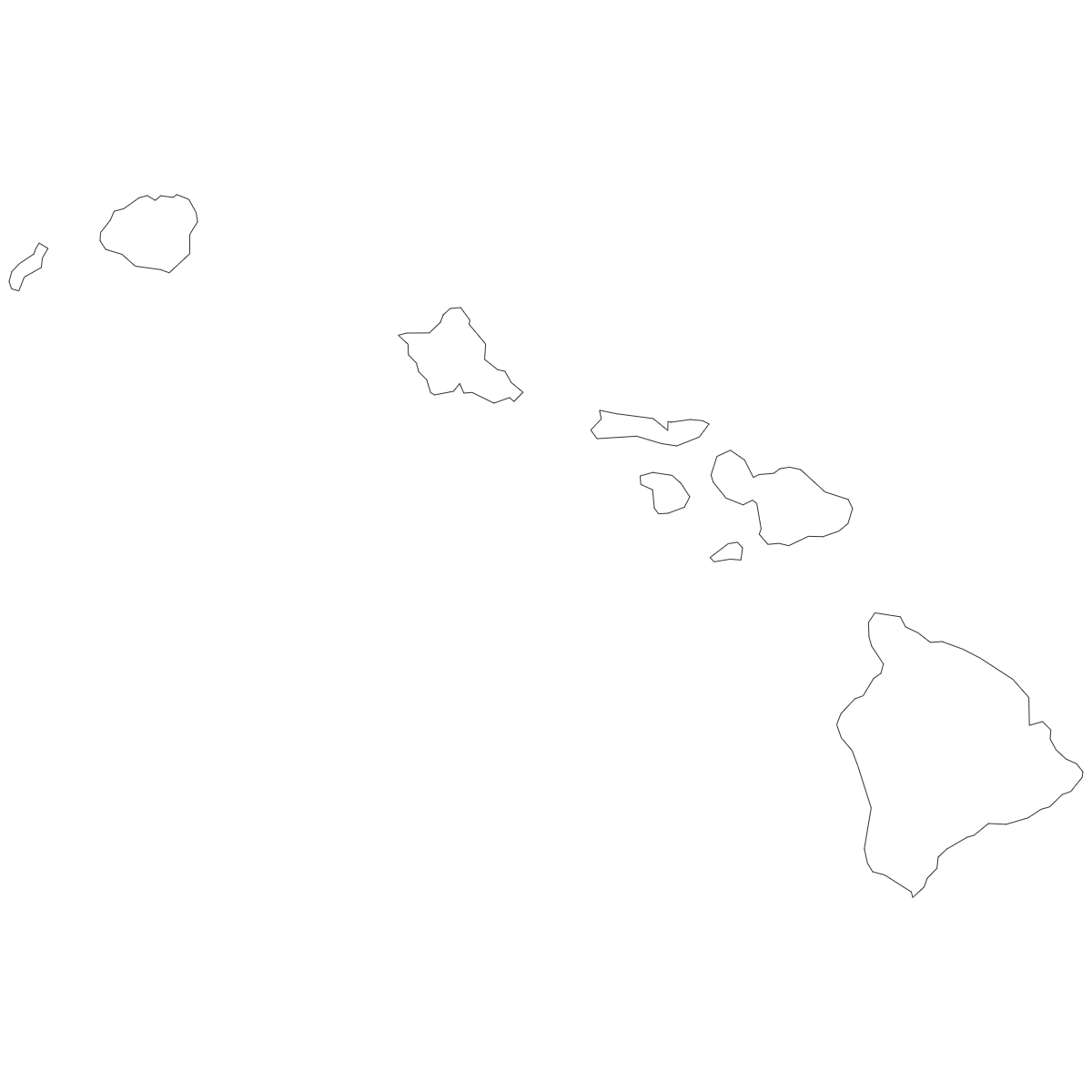 Outline Map of Hawaii Counties